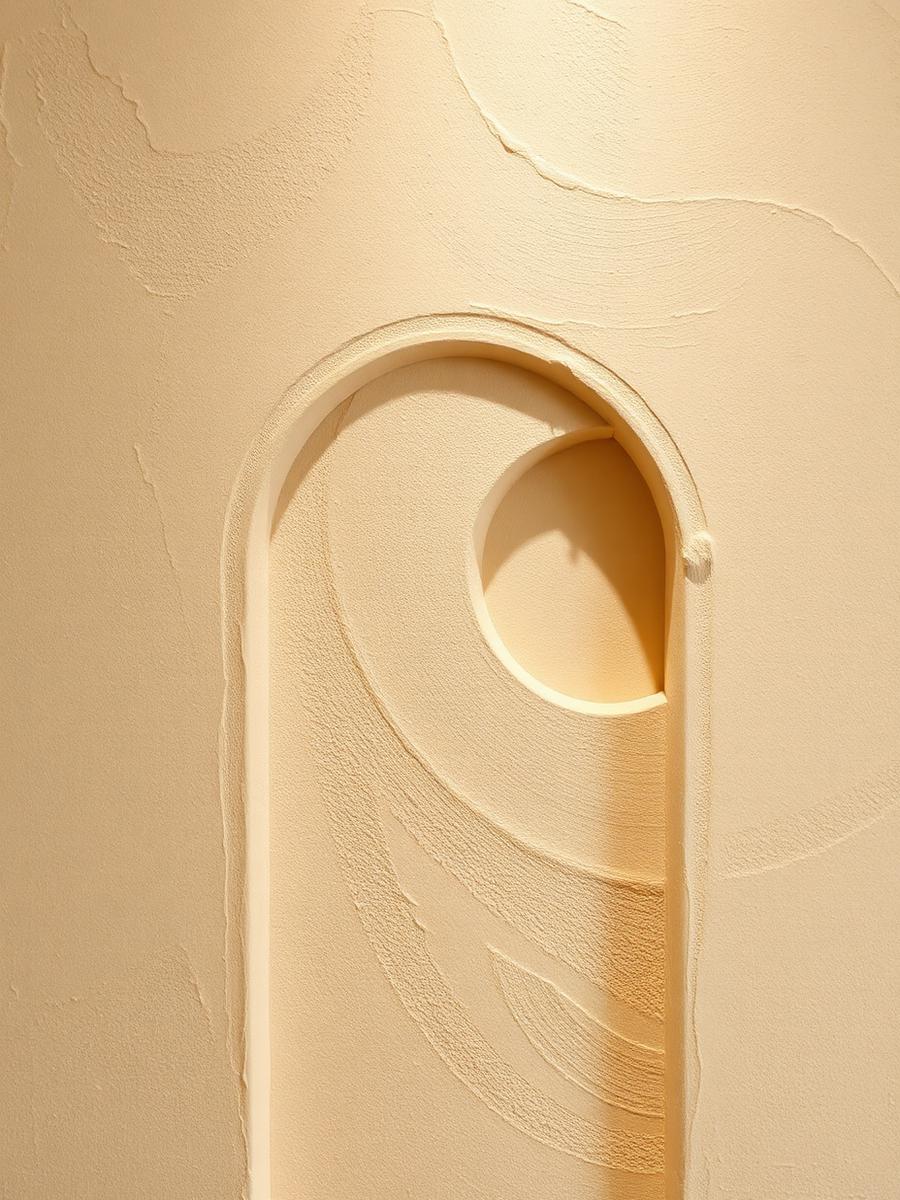 Cuadro en relieve con formas de arco en tono beige